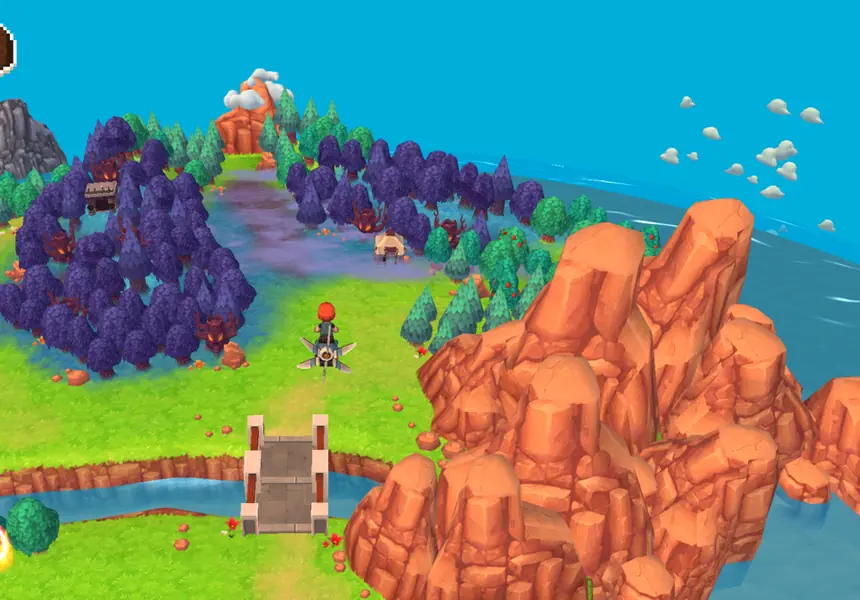 Scena di Evoland 2 con stili grafici che cambiano nel tempo