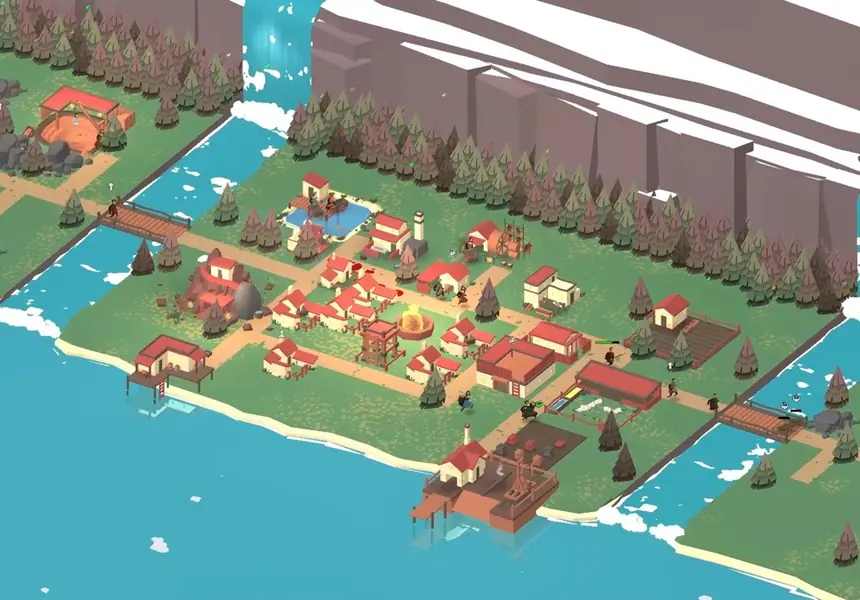 Scena di The Bonfire 2 con villaggio e isole da esplorare